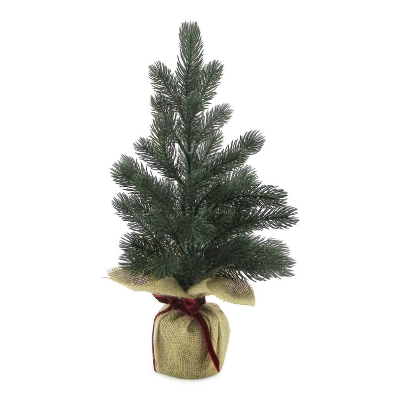 Pino verde in sacco di juta alto 40 cm, 20 cm di diametro, perfetto come decorazione di Natale